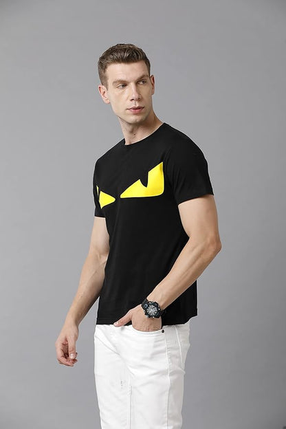 Yellow Eye Graphic Printed Black T-Shirt for Men | Bold & Edgy Streetwear by PD Clori