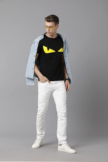Yellow Eye Graphic Printed Black T-Shirt for Men | Bold & Edgy Streetwear by PD Clori