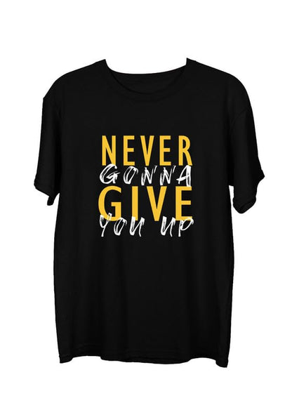 Never Give Up Motivational Printed T-Shirt for Men | Black Cotton Tee by PD Clori