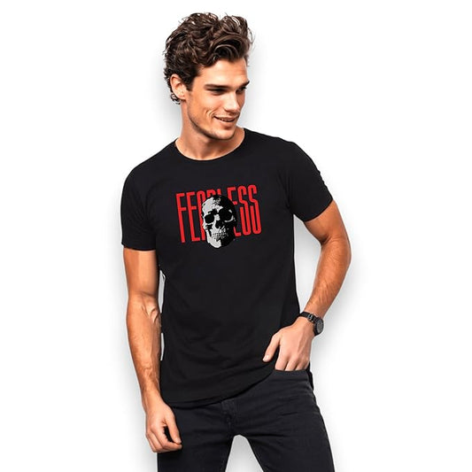 Fearless Skull Print T-Shirt for Men – Black | PD Clori