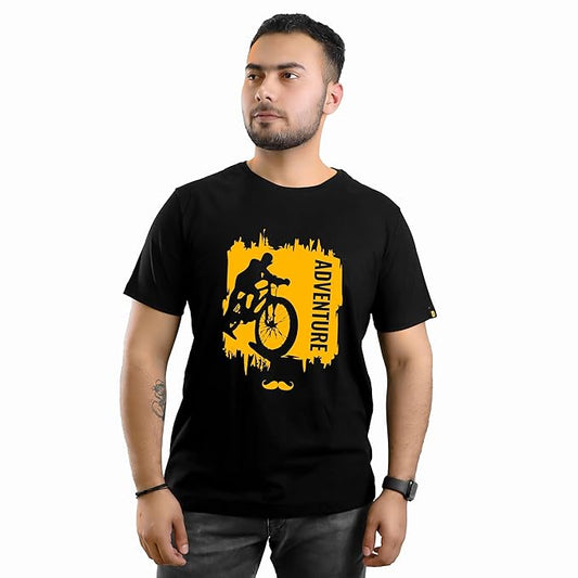 Adventure Typography Printed T-Shirt for Men – Black | Outdoor Spirit by PD Clori