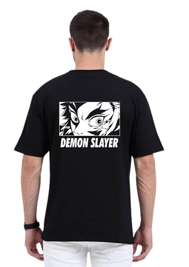 Demon Slayer Graphic Printed Black T-Shirt for Men | Anime-Inspired Tee by PD Clori