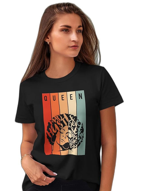 Queen Typography Afro Art T-Shirt – Black | PD Clori
