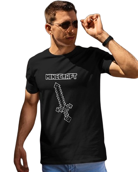 Minecraft Sword Graphic Print Men’s T-Shirt