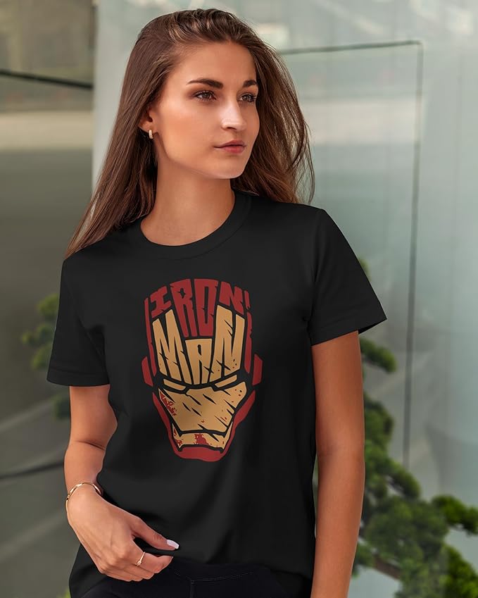 Iron Man Typography Graphic Printed T-Shirt – Black Edition