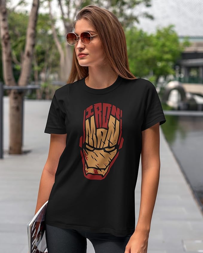 Iron Man Typography Graphic Printed T-Shirt – Black Edition