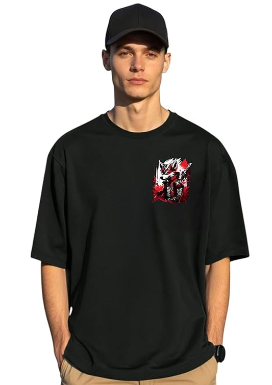 Anime Warrior Graphic Print Oversized Men’s T-Shirt
