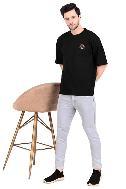Men’s Black Graphic T-Shirt – Grim Reaper Globe Print | Streetwear Style