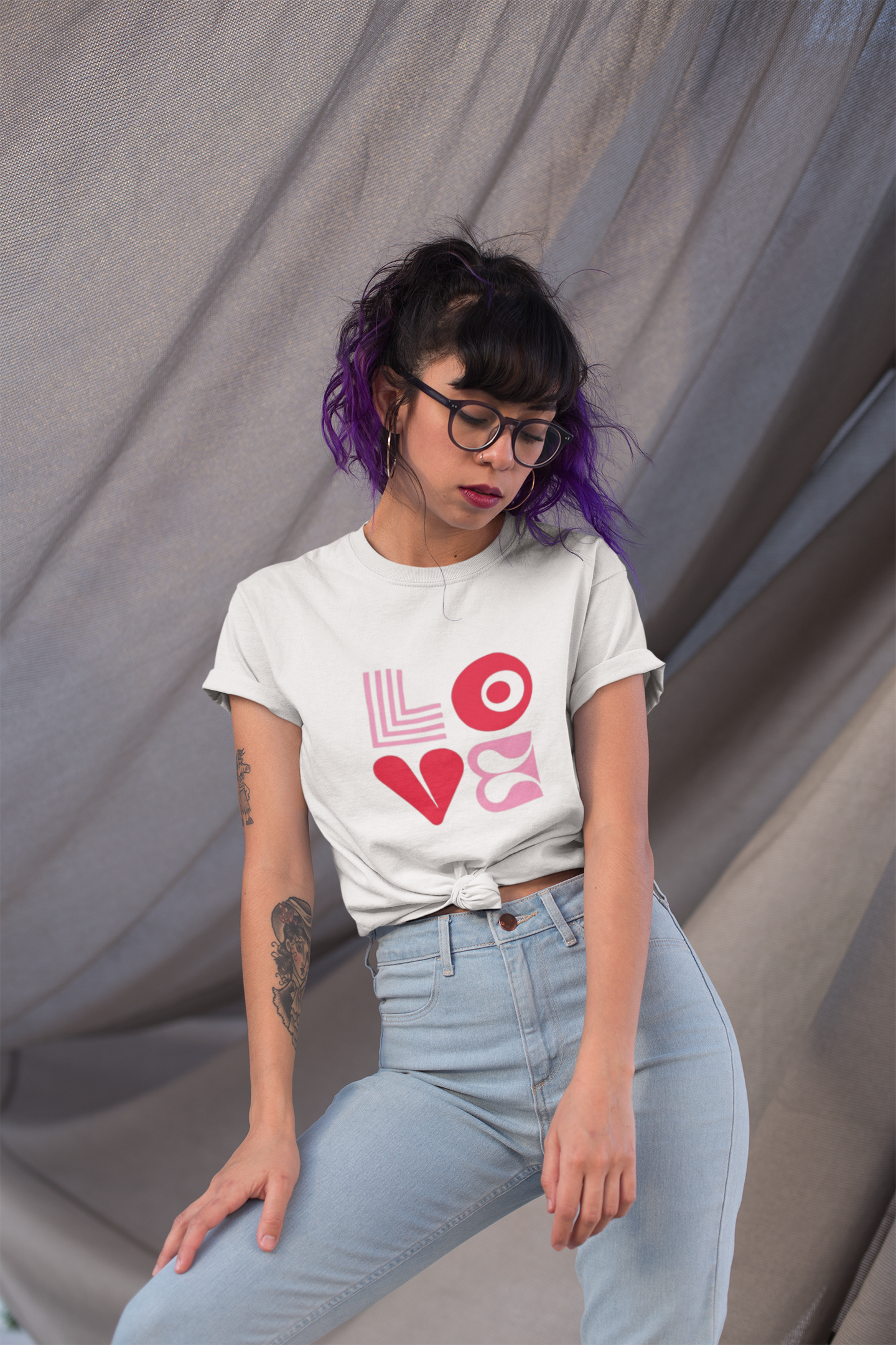 Retro LOVE Graphic Printed T-Shirt