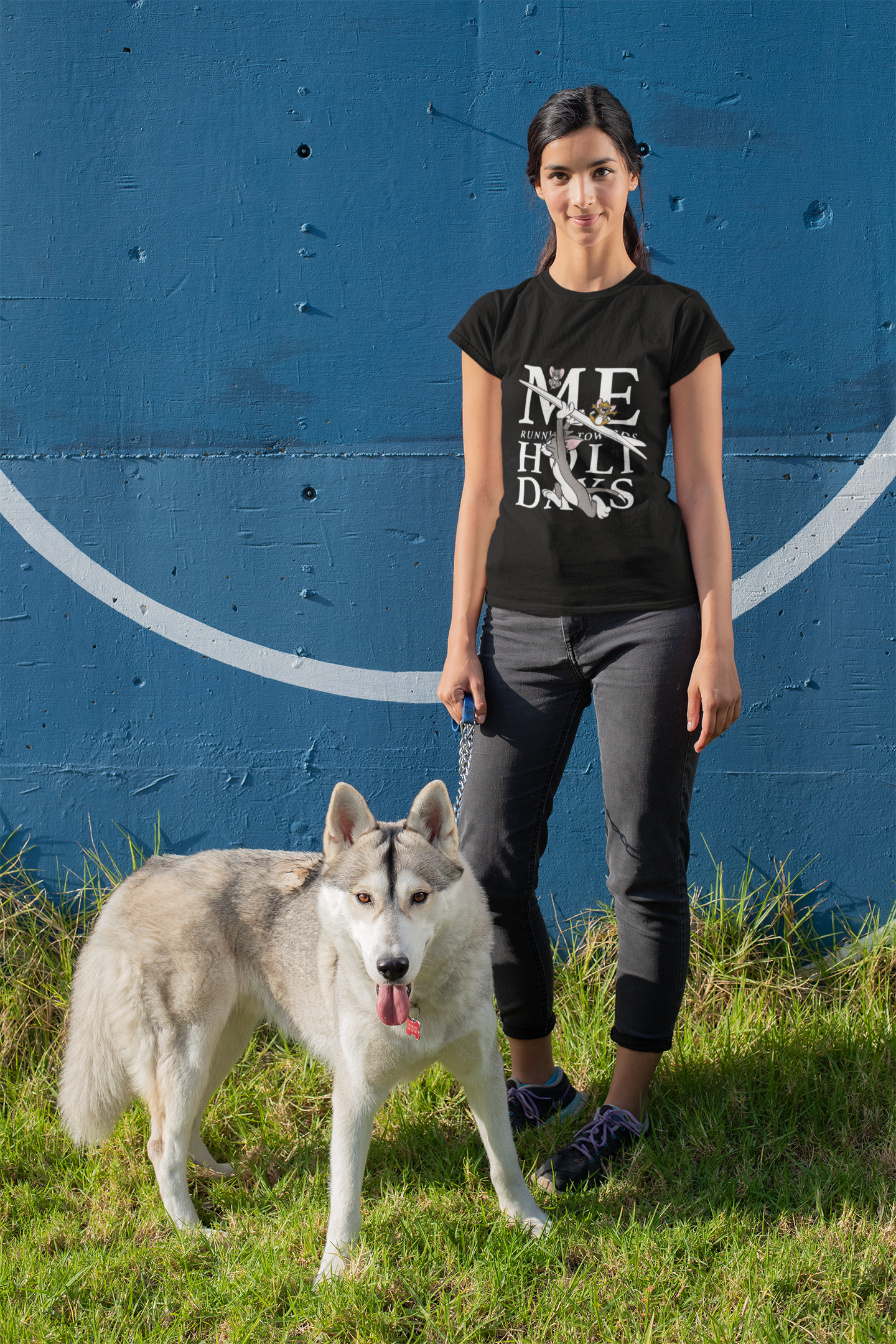 “Me Running Towards Holidays” Blue Graphic Tee – PD Clori’s Weekend Escape Edition
