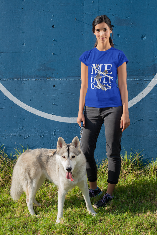 “Me Running Towards Holidays” Blue Graphic Tee – PD Clori’s Weekend Escape Edition
