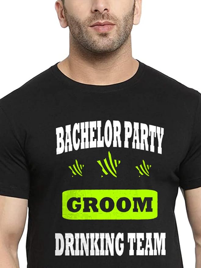 Bachelor Party Groom Drinking Team Black T-Shirt