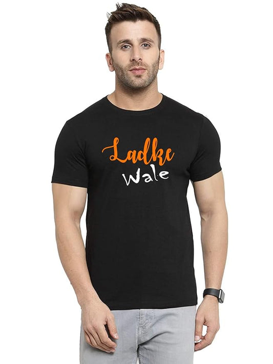 Ladke Wale Black Printed Wedding T-Shirt