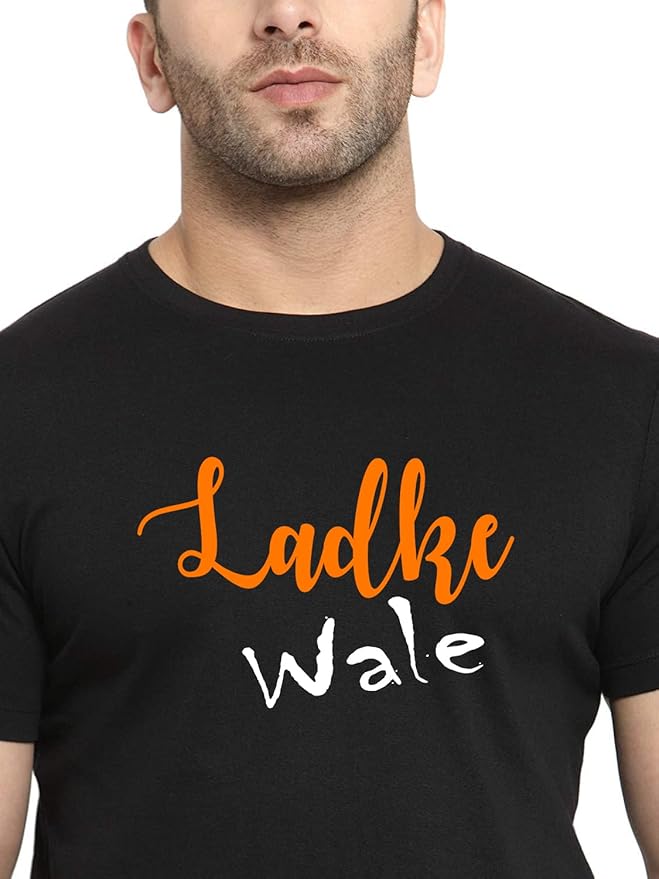 Ladke Wale Black Printed Wedding T-Shirt