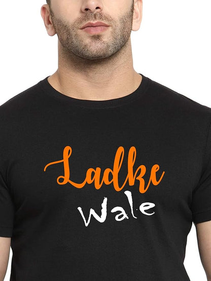 Ladke Wale Black Printed Wedding T-Shirt