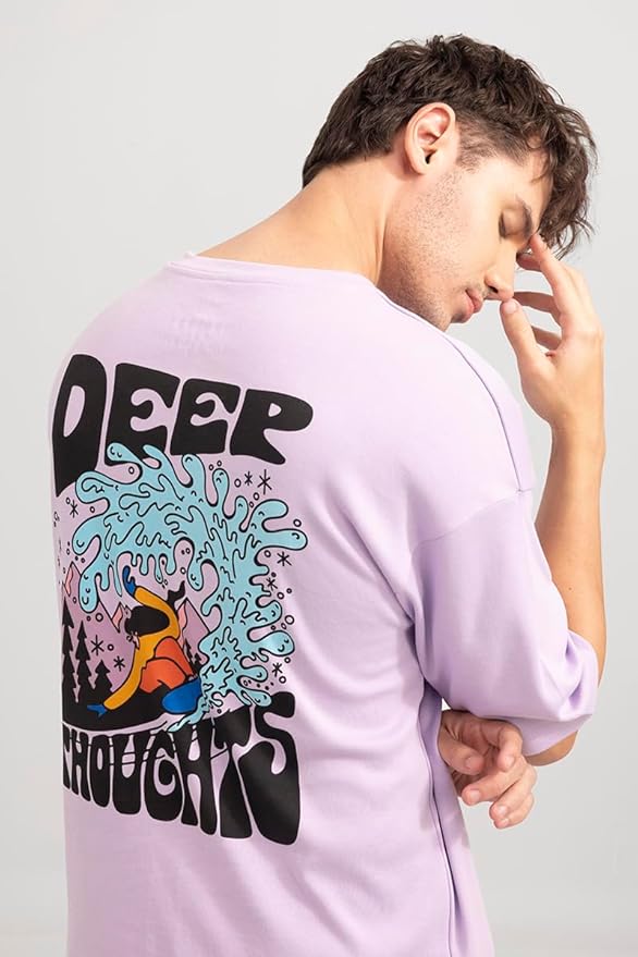 Lavender  T-Shirt with "Thoughts Run Deep" Print