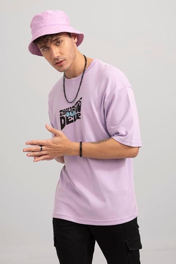 Lavender  T-Shirt with "Thoughts Run Deep" Print
