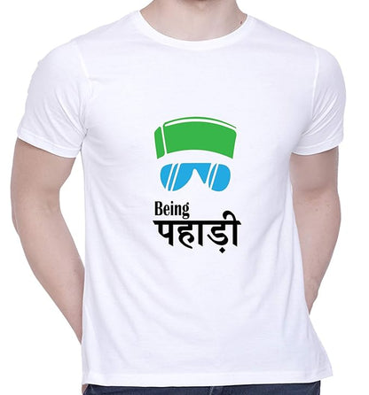Being Pahadi White Printed T-Shirt for Men