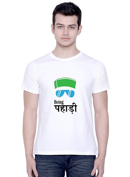 Being Pahadi White Printed T-Shirt for Men