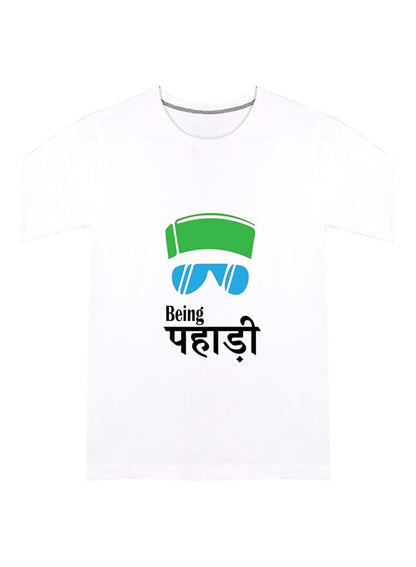 Being Pahadi White Printed T-Shirt for Men