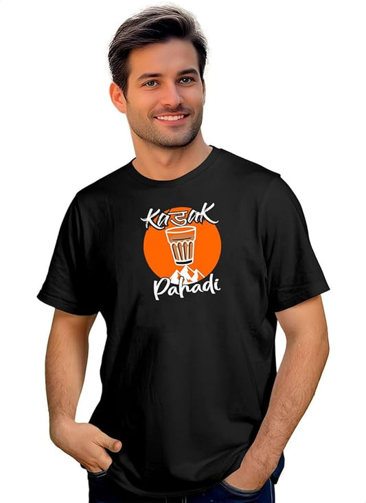 Kadak Pahadi Graphic Black T-Shirt for Men