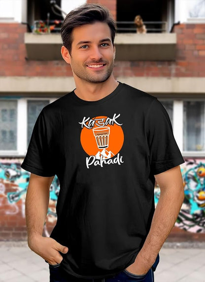 Kadak Pahadi Graphic Black T-Shirt for Men
