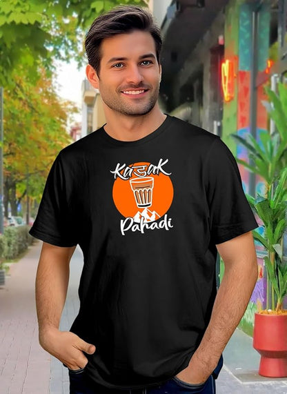 Kadak Pahadi Graphic Black T-Shirt for Men
