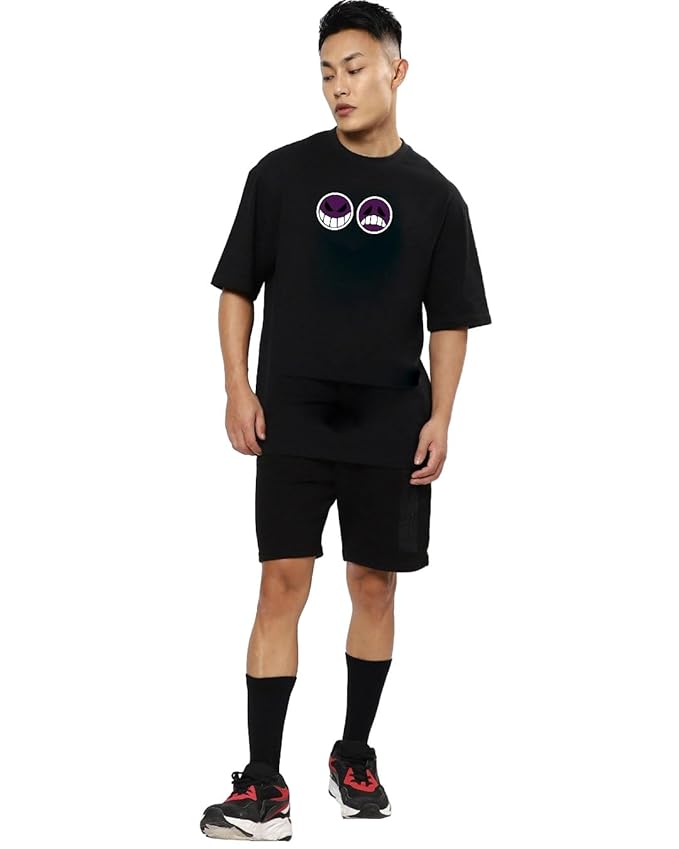 Smiling Skull Graphic Print Oversized Men’s T-Shirt