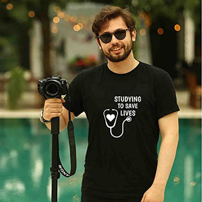Men's Black "Studying to Save Lives" Doctor-Inspired T-Shirt – Medical Student Tee