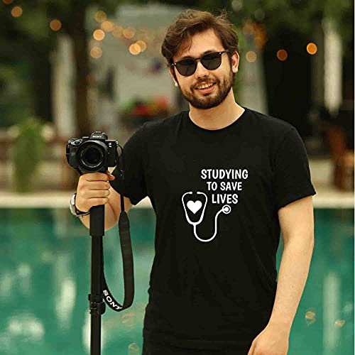 Men's Black "Studying to Save Lives" Doctor-Inspired T-Shirt – Medical Student Tee