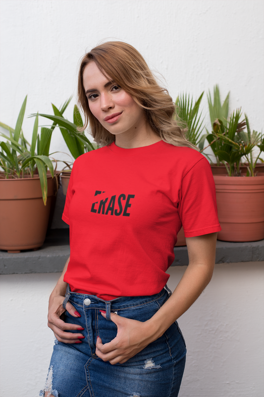 "ERASE" Bold Red Statement T-Shirt – PD Clori