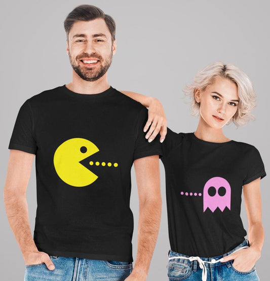 Pac-Man & Ghost Graphic Print Couple T-Shirt Set