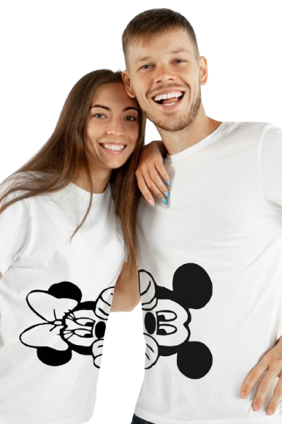 Mickey & Minnie Half Face Matching Couple T-Shirts