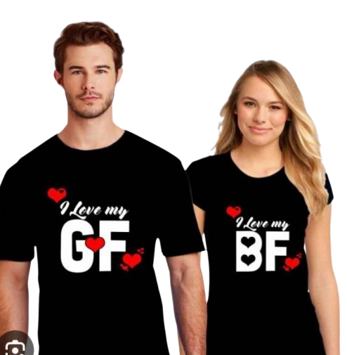 I Love My GF I Love My BF Graphic Print Couple T-Shirts