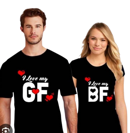 I Love My GF I Love My BF Graphic Print Couple T-Shirts