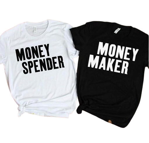 Money Spender Money Maker Graphic Print Couple T-Shirts