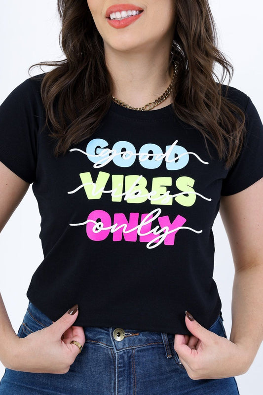 Good Vibes Only Graphic Printed T-Shirt for Women