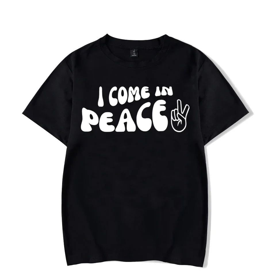 Peace / I Come in Peace Graphic Print Couple T-Shirt