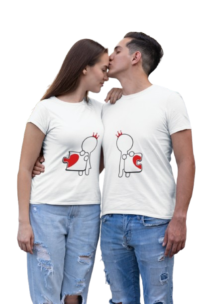 Heart Puzzle Graphic Print Couple T-Shirt Set