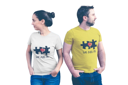 We Just Fit Graphic Print Couple T-Shirt