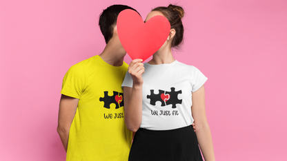 We Just Fit Graphic Print Couple T-Shirt