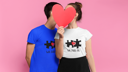 We Just Fit Graphic Print Couple T-Shirt