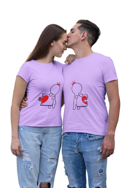 Heart Puzzle Graphic Print Couple T-Shirt Set