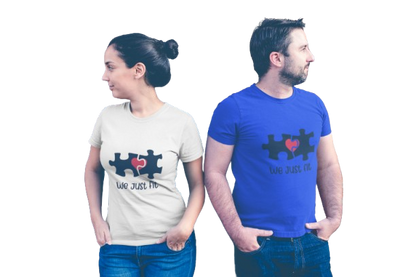 We Just Fit Graphic Print Couple T-Shirt