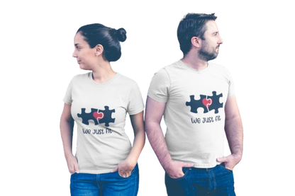 We Just Fit Graphic Print Couple T-Shirt