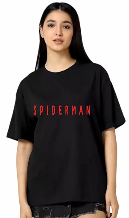 Spiderman Typography Graphic Oversized T-Shirt for Women