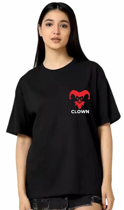 "We Are All Clowns" Oversized T-Shirt for Women – Joker-Inspired Streetwear