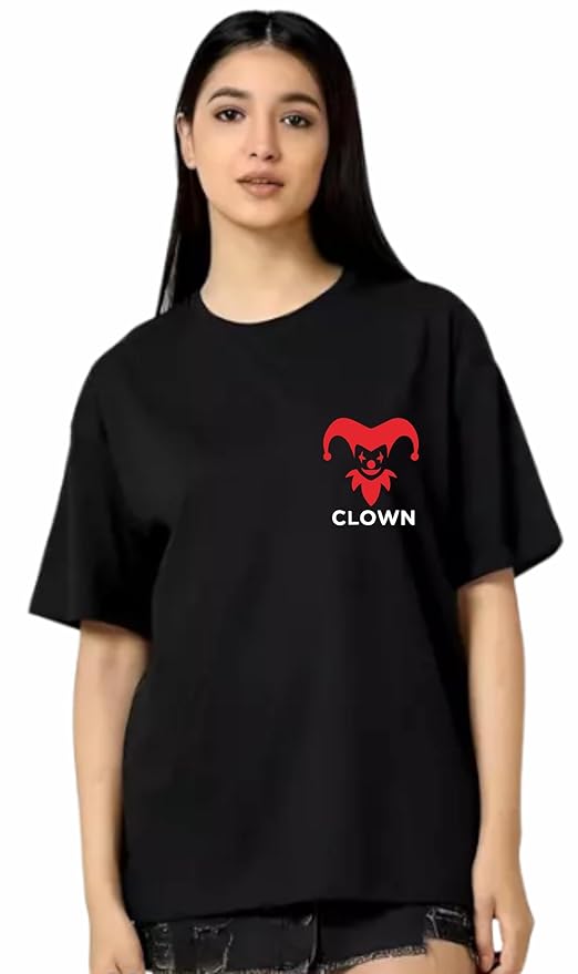 "We Are All Clowns" Oversized T-Shirt for Women – Joker-Inspired Streetwear