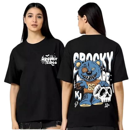Spooky Vibes Graphic Print Oversized Women's T-Shirt