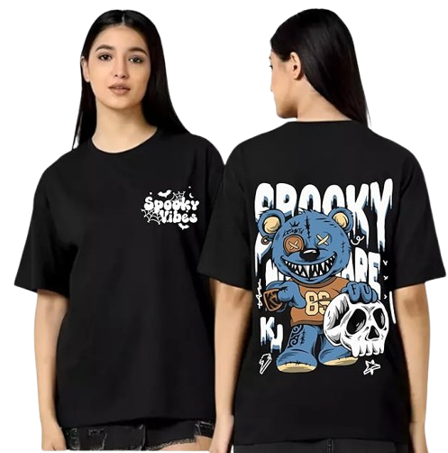 Spooky Vibes Graphic Print Oversized Women's T-Shirt